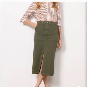 Pistola Evereve Laurelle Olive Green Midi Casual Utility Skirt Sz29 Scandi Girl